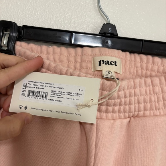 NEW Pact Sz Small Blush Posey Pink Sweatpants Courtside Side Slit‎ Flare Fleece - Picture 6 of 7